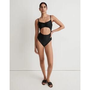 Madewell Cinched Cutout One Piece Swimsuit‎ True Black Size Large NJ868